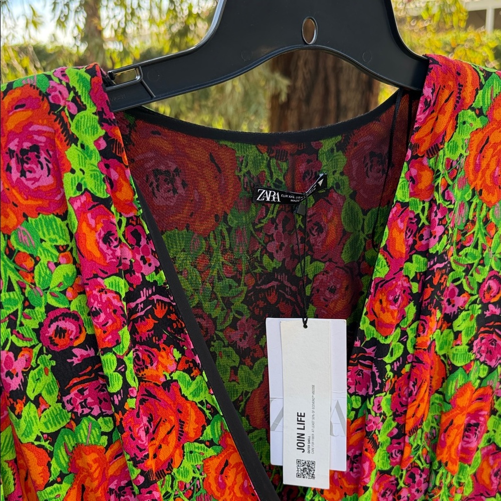 Zara Multicolor Floral Long Sleeve Dress - Picture 2 of 6